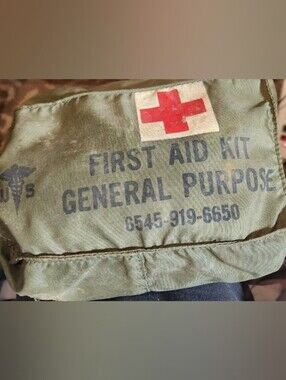Vintage Olive Green First Aid Kit Pouch - Military General Purpose